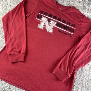 Nebraska Cornhuskers Shirt Mens Medium Red Black White Long Sleeve Tee
